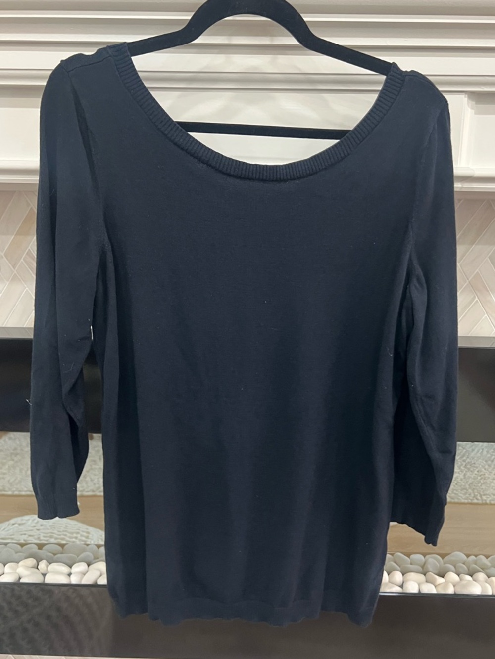 Banana Republic Navy Dark Blue Scoop Neck 3/4 Sleeve Light Weight Sweater XL